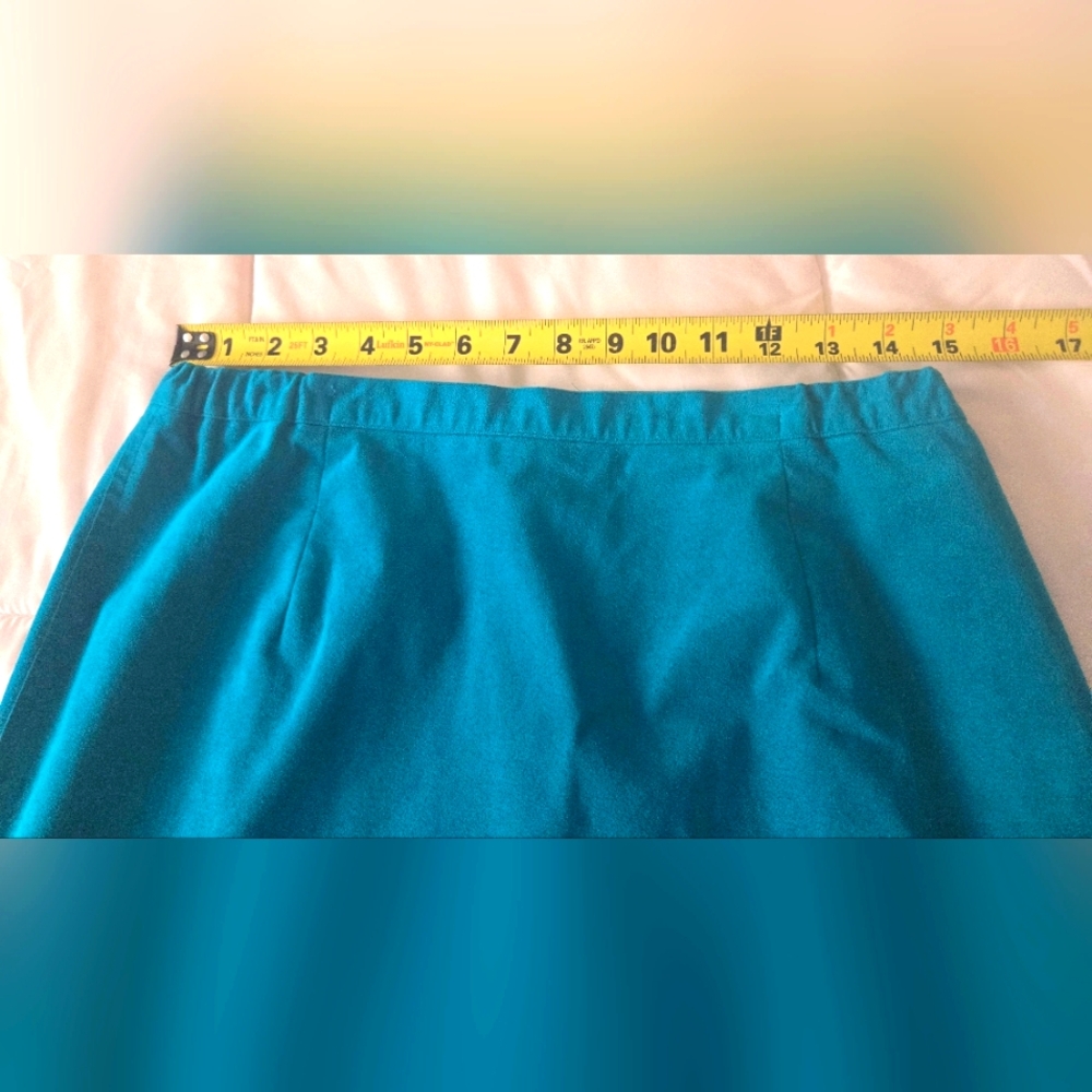 Aqua Blue Washable Faux Suede Skirt and Jacket Suit Set Size 12 - Picture 13 of 16